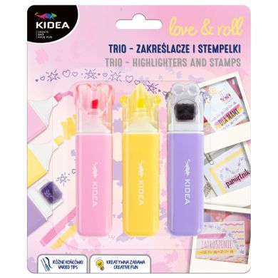 Kidea, Love & Roll, zakreślacze i stempelki, 3 szt.