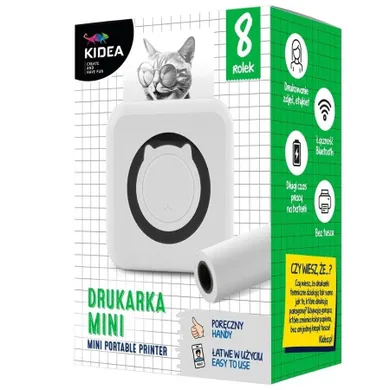 Kidea, Mini drukarka termicz bluetooth, biała