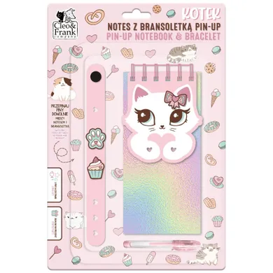 Kidea, notes z bransoletką pin-up, kotek, 1 szt.