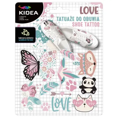 Kidea, tatuaże do obuwia, świecące w ciemności, love