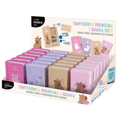 Kidea, temperówka podwójna z gumką, cute, 1 szt.