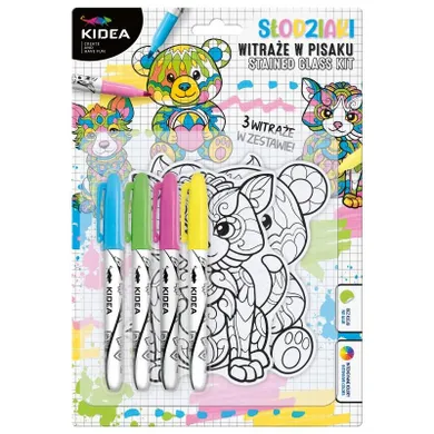 Kidea, witraże z markerami, misie, 4 kolory