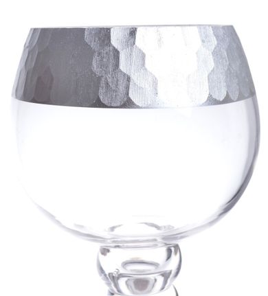 Kielich szklany, srebrne zdobienie, duży, 13-13-40 cm