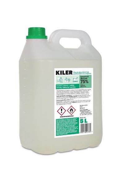 Kiler, płyn do dezynfekcji rąk, powierzchni i urządzeń, 75% alkoholu, 5 l