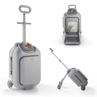 Kinderkraft, Cabby, walizka podróżna na kółkach z siedziskiem, 2w1, Grey