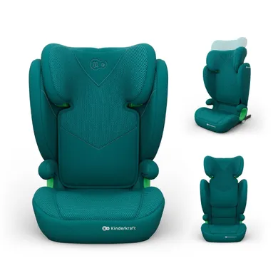 Kinderkraft, Junior Fix 2 Plus, i-Size, fotelik samochodowy, green, 100-150 cm