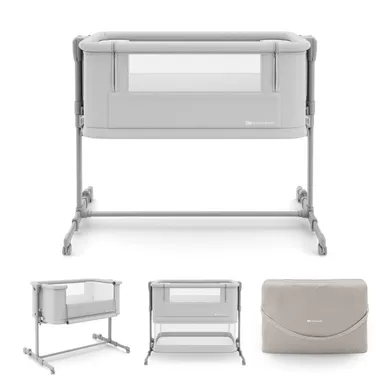 Kinderkraft, Nestee Grow 2, łóżeczko dostawne, light grey
