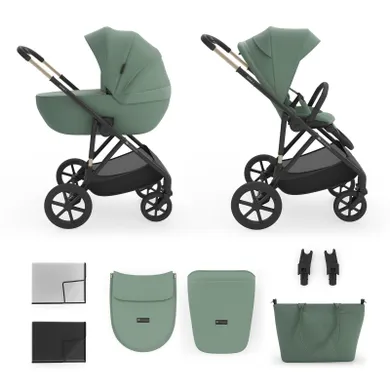 Kinderkraft, Prime 3, wózek wielofunkcyjny, 2w1, dark green