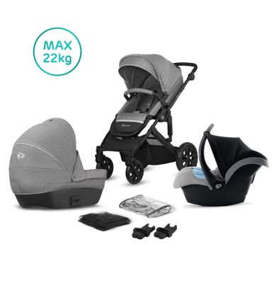 Kinderkraft, Prime Lite, wózek wielofunkcyjny 3w1, Grey