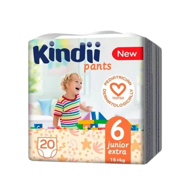 Kindii, pielucho-majtki junior extra, rozmiar 6 (15+ kg), 20 szt.