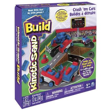 Kinetic Sand Build, Samochody Zderzaki, piasek kinetyczny, zestaw konstrukcyjny, 340 g