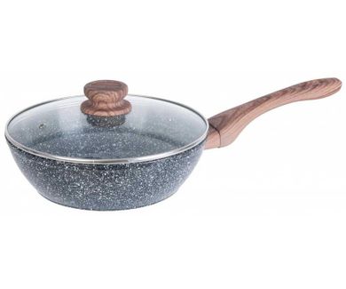 Kinghoff, wok granitowy, granit wood, 24 cm