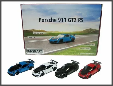 Kinsmart, Porsche 911 Gt2 Rs, pojazd metalowy z napędem, 1:36, 1 szt.