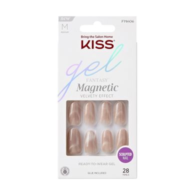 Kiss, Gel Fantasy Magnetic, sztuczne paznokcie, drama, rozmiar M, 28 szt.