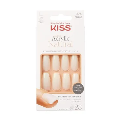 Kiss, salon, sztuczne paznokcie, acrylic natural-strong enough, rozmiar L, 1 op, 28 szt.