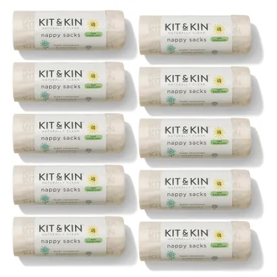 Kit & Kin, biodegradowalne bezzapachowe worki na zużyte pieluszki, 10-60 szt.