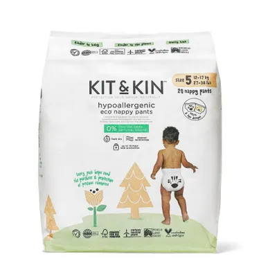 Kit & Kin, Nappy Pants, biodegradowalne pieluchomajtki, rozmiar 5, 12-17 kg, 20 szt.