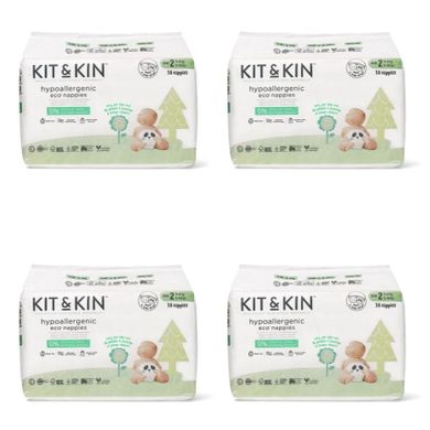 Kit and Kin, biodegradowalne pieluszki jednorazowe, rozmiar 2, Midi, 4-8 kg, myszka i panda, 4-38 szt.