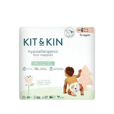 Kit and Kin, pieluszki jednorazowe, rozmiar 6, 15 kg+, pies i pingwin, 24 szt.