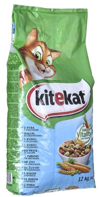 Kitekat, sucha karma dla kota, ryba z warzywami, 12 kg