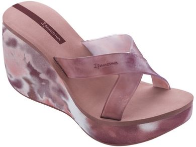 Klapki damskie na platformie, beżowe, Lipstick Straps VII, Ipanema