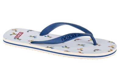 Klapki japonki męskie, białe, ptaki, Levi's Dixon 2.0