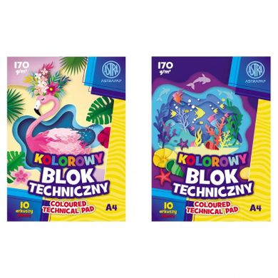 Klasa, blok szkolny, kolorowy, A4, 170g, 10 kartek