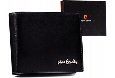 Klasyczny, elegancki portfel męski ze skóry naturalnej, Pierre Cardin