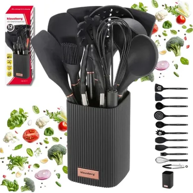 Klausberg, zestaw 12 silikonowych przyborów kuchennych w stojaku, kb-9011