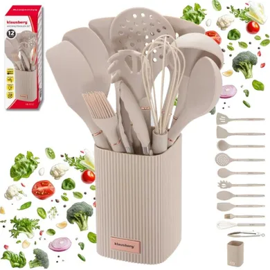 Klausberg, zestaw 12 silikonowych przyborów kuchennych w stojaku, kb-9012