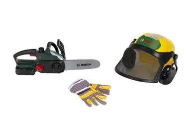 Klein, Bosch, zestaw drwala z piłą łańcuchową, kaskiem i rękawicami