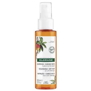 Klorane, Nourishing Dry Hair Oil, odżywczy olejek do włosów z mango, 100 ml