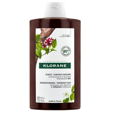Klorane, Strength Shampoo, szampon do włosów z chininą i szarotką, 400 ml