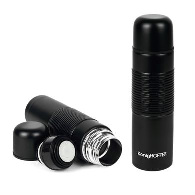 KönigHoffer, Alpha, termos nierdzewny z silikonowym uchwytem, czarny, 0,5l