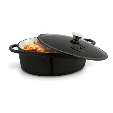 KönigHoffer, gęsiarka owalna, żeliwna, emaliowana, natural, czarny połysk, 6,4l, 32,5-25-11,8 cm