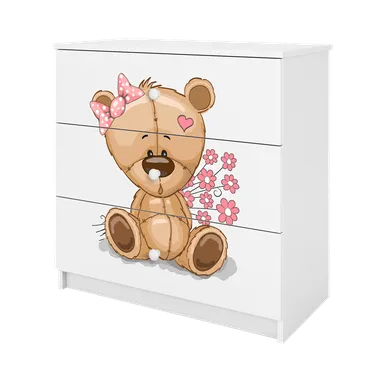 Kocot Kids, Babydreams, komoda, biała, miś kwiatki