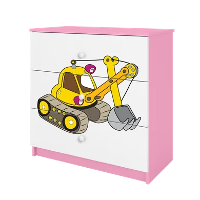 Kocot Kids, Babydreams, komoda, różowa, koparka