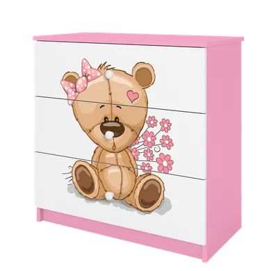 Kocot Kids, Babydreams, komoda, różowa, miś kwiatki