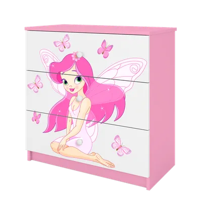 Kocot Kids, Babydreams, komoda, różowa, wróżka z motylkami