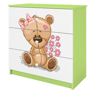 Kocot Kids, Babydreams, komoda, zielona, miś kwiatki