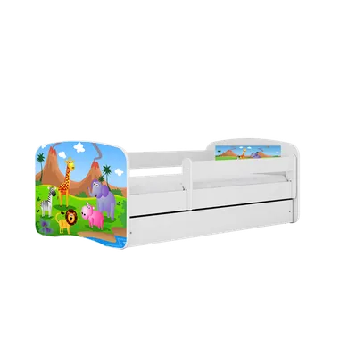 Kocot Kids, Babydreams, łóżko z materacem, białe, safari, 80-160 cm