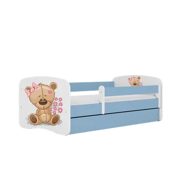 Kocot Kids, Babydreams, łóżko z materacem, niebieskie, miś kwiatki, 80-160 cm
