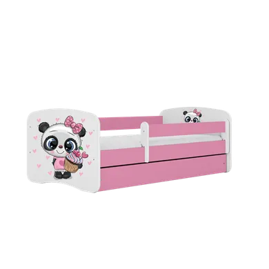 Kocot Kids, Babydreams, łóżko z materacem, różowe, panda z babeczką, 70-140 cm