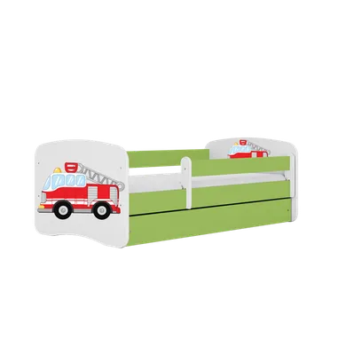 Kocot Kids, Babydreams, łóżko z materacem, zielone, straż pożarna, 80-160 cm