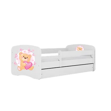 Kocot Kids, Babydreams, łóżko z szufladą, białe, miś motylki, 80-180 cm