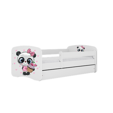 Kocot Kids, Babydreams, łóżko z szufladą, białe, panda z babeczką, 70-140 cm