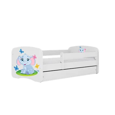 Kocot Kids, Babydreams, łóżko z szufladą, białe, słonik, 80-160 cm