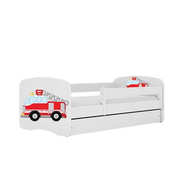 Kocot Kids, Babydreams, łóżko z szufladą i materacem, białe, straż pożarna, 80-180 cm
