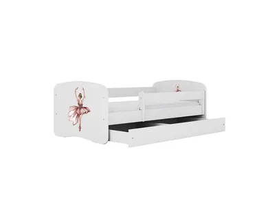 Kocot Kids, Babydreams, łóżko z szufladą i materacem, białe, tancerka, 80-180 cm