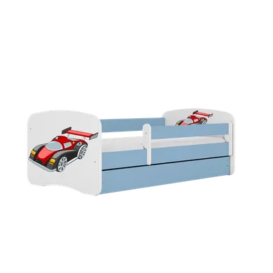 Kocot Kids, Babydreams, łóżko z szufladą i materacem, niebieskie, auto wyścigowe, 80-180 cm